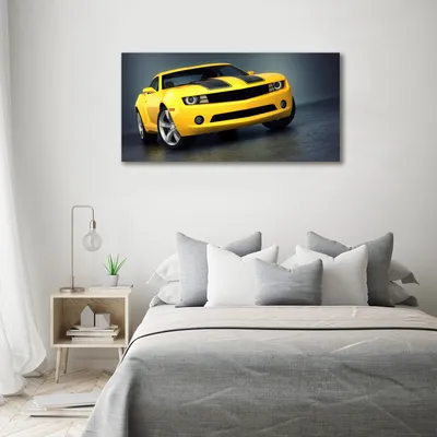 Produktbild von Tulup Glas-Bild -140x70- Wandkunst Dekorative Wand für Küche & Wohnzimmer - Fahrzeuge - Sportwagen - Gelb
