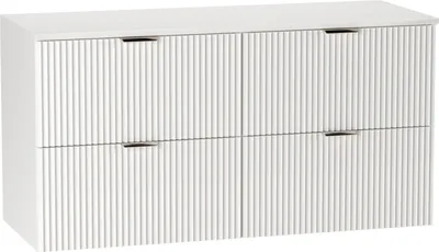 Obrázok produktu pre WENA Skrinka pod umývadlo 120 cm, rebrované čelá, kovové úchyty v zlatej farbe (farba: biela)
