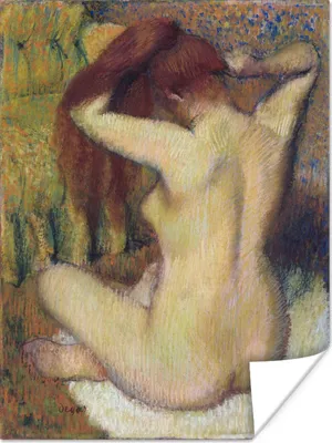 Produktbild von MuchoWow® Poster Frau kämmt ihr Haar - Gemälde von Edgar Degas 90x120 cm - Wohnzimmer