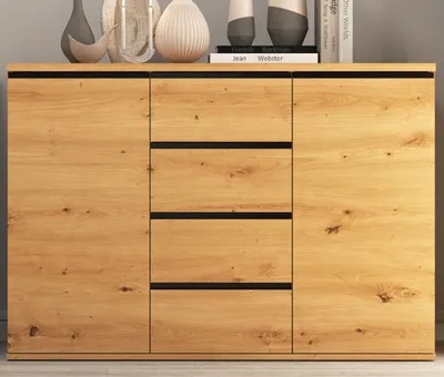Produktbild von Kommode Naxos Sideboard 121x40x86cm artisan eiche schwarz matt