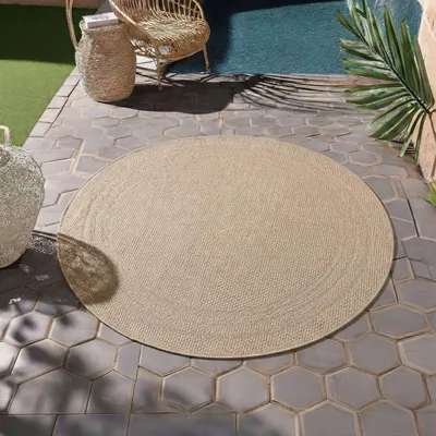 Produktbild von Homebyhome Outdoor Teppich Wetterfest & UV-beständig, ideal für Küche, Balkon, Terrasse, Garten, Wohnzimmer, Grösse: 80 cm Rund