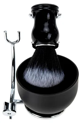Image de Pinceau à raser et bol pour hommes, brosse à barbe avec récipient à rasage, pinceau à mousse à raser pour le rasage