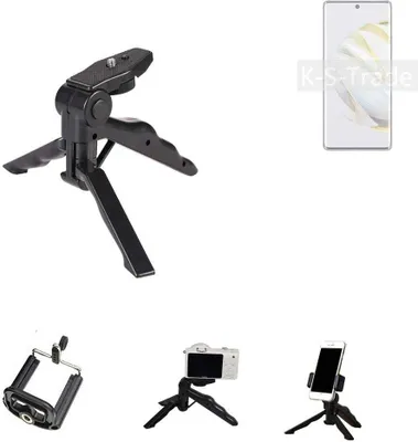 Produktbild von K-S-Trade Stativ Tisch-Ständer Dreibein Handy-Stativ Ständer kompatibel mit Huawei nova 10 Mini-Stativ Smartphone Tripod Handy-Stativ aus Plastik