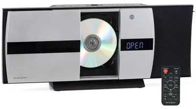 Image de Enceintes stéréo verticales Bennett & Ross Ålesund, avec lecteur CD/MP3, port USB et Bluetooth, couleur argent