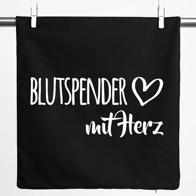 Produktbild von Huuraa Kissenbezug Blutspender mit Herz 40x40cm Black Baumwolle Dekokissenbezug Geschenkidee