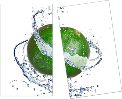 Produktbild von Spritzschutz Herdabdeckplatte Schneidebrett aus Glas Limette auf Wassersplash 2-Teilig (60x52cm)