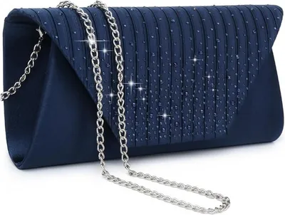 Immagine prodotto di Clutch da donna Fioeyr, decorata con strass, ideale come borsa da sera, portafoglio o tracolla