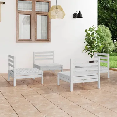 Produktbild von 4-tlg. Garten-Lounge-Set Weiß Kiefer Massivholz 3082403