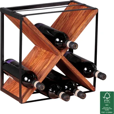 Produktbild von Weinregal Flaschenregal 37 cm für 16 Flaschen Massiv-Holz Sheesham