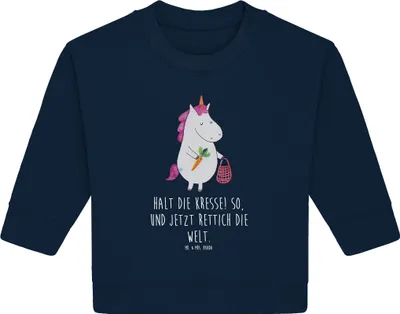 Produktbild von Mr. & Mrs. Panda Organic Baby Pullover Einhorn Gemüse 24. - 36. Monat - French Navy - Geschenk, Unicorn, Bullover, Einhörner, Biomarkt, Wochenmarkt