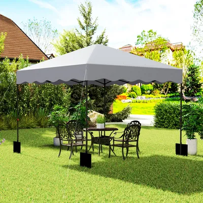 Produktbild von Pop-Up Pavillon höhenverstellbar 3-stufig, Faltpavillon Gartenzelt UPF50+ Oxford-Polyester Metall, Hellgrau | 3x3 m | 267–287 cm | 14,5 kg