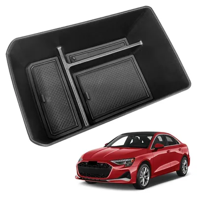 Zdjęcie produktu dla Pojemnik do przechowywania, montowany w konsoli środkowej, dla Audi A3 8Y, modele z 2021-2025, wykonany z ABS i PC