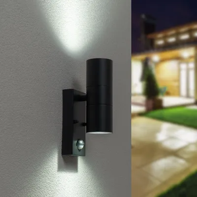 Image de HOFTRONIC - Applique murale LED 8W 6500K IP44 Détecteur Noir Up and Down