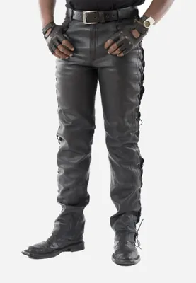Produktbild von Schnürhose Bikerhose Rind Nappa Leder – Schwarz / 34