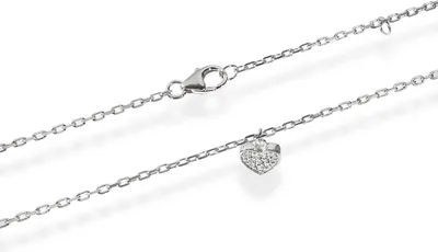 Produktbild von 25cm 925 Sterling Silber Fußkette Anker Kette Rhodiniert Herz 1,45mm 2g 5433