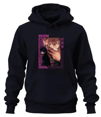 Productafbeelding van Jujutsu Kaisen, Sukuna, Megumi, Anime, Esthetiek, Duistere Vloek, Cadeau, Uni Hoodie, Trui met capuchon, Marineblauw, XXL