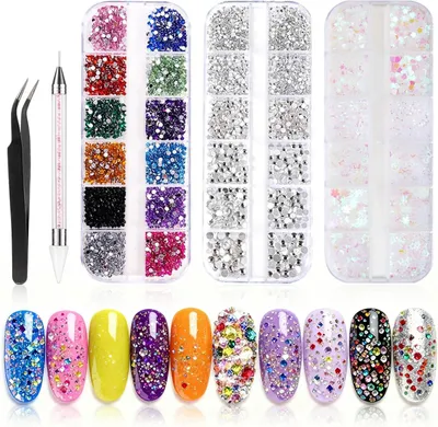 Productafbeelding van Nagelsteentjes Strass Pailletten - Nageldecoratie Kristal - Nagelkunst Creëren - 4200 Stuks Inclusief Tools - 2-4 mm - AB Kristal