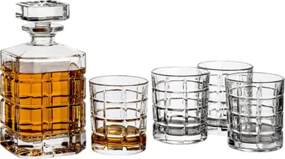 Produktbild von gouveo Whiskykaraffe mit 4 Gläser 35128 - Whisky-Set aus hochwertigem Glas mit 4 passenden Whisky-Gläsern - Tolles Geschenkset für Männer und Whisky-Liebhaber