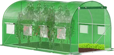 Image de Tunnel en plastique Toit arqué Fenêtre Serre 200 x 450 x 200 cm