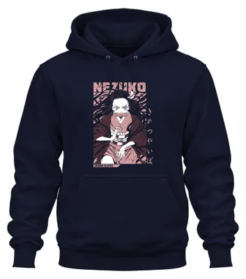 Immagine prodotto di Felpa con cappuccio unisex Nezuko di Demon Slayer: Kimetsu no Yaiba, per regali, cosplay e fan dell'anime, blu navy, taglia 3XL