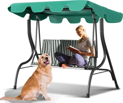 Produktbild von Faziango Sonnendach Ersatzdach Universal Hollywoodschaukel 3 Sitzer Ersatz Bezug Sonnendach Schaukel Dach Plane Grün 210x145cm