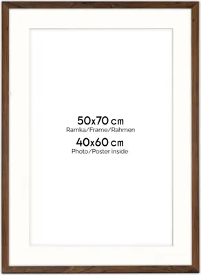 Produktbild von FRAMAI® Bilderrahmen 50x70 cm in Braun – mit Passepartout – MDF Holzrahmen, bruchsicheres Plexi, umweltfreundlich, mit Aufhängung & Ständer – Hochformat & Querformat