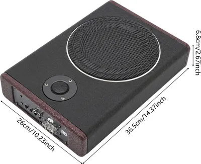 Image de Subwoofer pour voiture - Subwoofer actif sous siège de 20 cm - Caisson de basses ultraplat de 600 W avec amplificateur intégré - 12 V - Noir