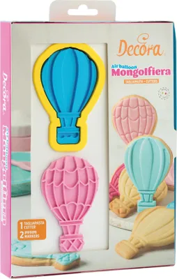 Image de Decora, 0255035 : Ensemble de 3 emporte-pièces 3D pour décorer des ballons en forme de montgolfière, avec marqueurs inclus