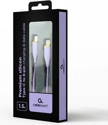 Produktbild von Gembird CC-USB2S-CM8PM-1.5M-P, 1,5 m, Lightning, USB C, Männlich, Männlich, Violett