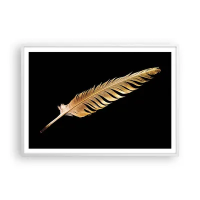 Produktbild von Gerahmtes Poster - Weißer Rahmen - Golden Feder Schwarz - 100x70 cm - Wand Bild - Wanddeko - Wandbilder - Kunstposter - Wandposter - Bilderrahmen - Bilder - Kunstdruck - P2WAA100x70-4887