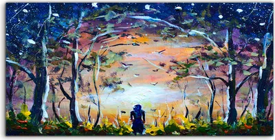 Produktbild von Coloray Acrylbild 100x50  Wandbild Acrylbilder Kunst Mädchen in einer mystischen Welt