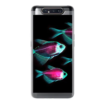 Produktbild von MuchoWow® Handyhülle Schutzhülle Hülle für Samsung Galaxy A80 Fisch - Lila - Blau Silikon Softcase Handy Hülle - Schutzdeckel