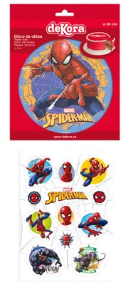 Produktbild von 2er Set Spiderman Essbarer Tortenaufleger + Mini-Törtchenaufleger, Tortendeko Kindergeburtstag, Motiv:Spiderman Nr. 4