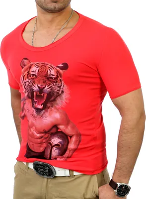 Produktbild von Reslad Herren Tigerhead T-Shirt RS-2663 Rot S