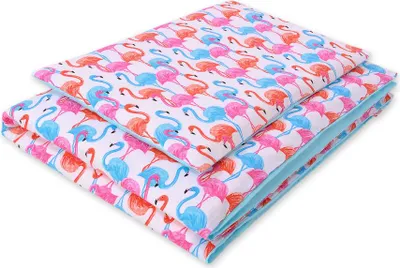 Zdjęcie produktu dla Dwustronna pościel dla dzieci 2-częściowa bawełniana 140x200 Junior -flamingi