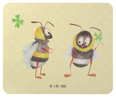 Produktbild von Mr. & Mrs. Panda Mauspad Hummeln Kleeblatt - Gelb Pastell - Geschenk, Lustige Sprüche, glücklich sein, Biene, Mouse Pad, Mousepad, Hummel, pc, laptop, mousematte, Werden