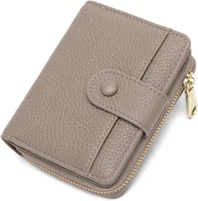 Produktbild von Kleine Damen Geldbörse aus Kunstleder mit Reißverschluss, Portemonnaie Damen mit Münzfach, Kartenfächern, Ausweisfach, Slim Wallet