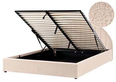 Obrázek produktu pro BELIANI Postel s úložným prostorem béžová buklé čalounění 160 x 200 cm minimalistický moderní design