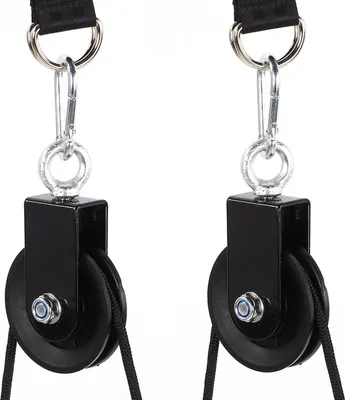 Immagine prodotto di 2 carrucole da 90 mm con staffa a U | carrucola di rinvio | carrucola per fune metallica girevole a 360° per attrezzature fitness | carrucola per palestra, macchina a cavo | carrucola con cuscinetto a sfera per cavo d'acciaio Ø 5-6mm