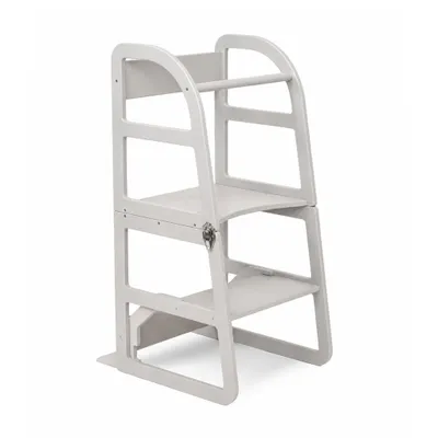 Productafbeelding van 2-in-1 Montessori Leertoren, Verstelbare Houten Keukenhulp voor Kinderen, Pastelgrijs – leg&go