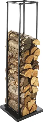 Produktbild von Kobolo stojak na drewno opałowe stojak na drewno opałowe - metal - 33 x 33 x 115 cm - czarny - Wózek na drewno pomocnik do przechowywania drewna wózek pomocnik do przechowywania dekoracja