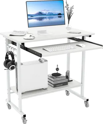 HOMCOM Schreibtisch Esstisch Klappbar Mit 6 Fächer Bücherregal Mit 3 Regale Computertisch Bürotisch E1 Spanplatte Metallrahmen Dunkelgrau 98 X 51 X 153 Cm