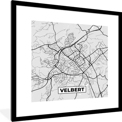 Produktbild von MuchoWow® Gerahmtes Poster Deutschland - Karte - Velbert - Stadtplan 40x40 cm - Poster mit Schwarzem Bilderrahmen Wandposter Rahmen Foto Bilder - Poster - Plakat im Rahmen