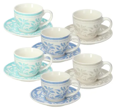 Kaffeetassen aus Keramik, 6 Stück, 80 ml, mikrowellengeeignet