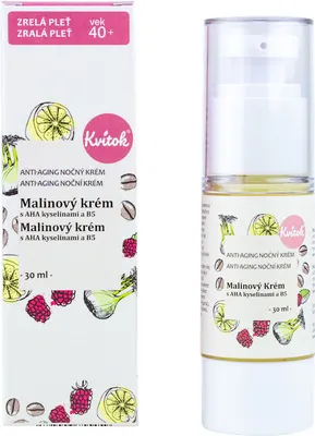 Obrázek produktu pro Kvitok Noční malinový krém s AHA kyselinami a B5 pro zralou pleť 40+ 30 ml