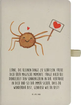 Produktbild von Mr. & Mrs. Panda Kladde Spinne Agathe Motivation - Transparent - Geschenk, Journal, Vertrauen, Dankeschön, notizbuch a4, Tagebuch, Liebe, Glück, Skizzenbuch
