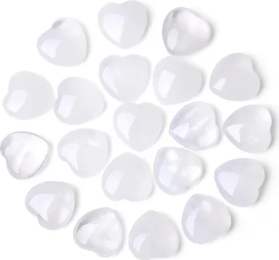 Produktbild von 20 Stück Bergkristall Herz Edelsteine Set Natürliche Steine Reiki Kristalle 0,6 Zoll