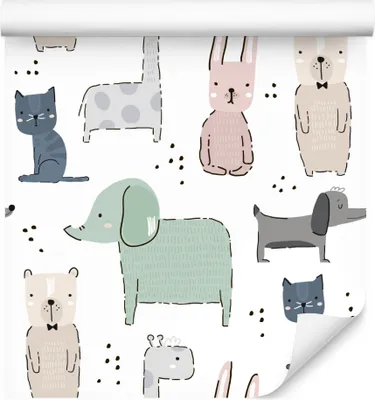 Produktbild von 10m VLIES TAPETE Rolle Kinderzimmer Tiere Elefanten Giraffen Bären XXL