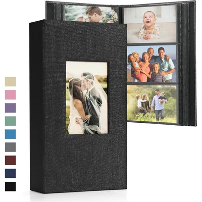 Produktbild von Großes Fotoalbum Einsteckalbum für 408 Fotos 10x15 cm Leinenbindung Schwarz