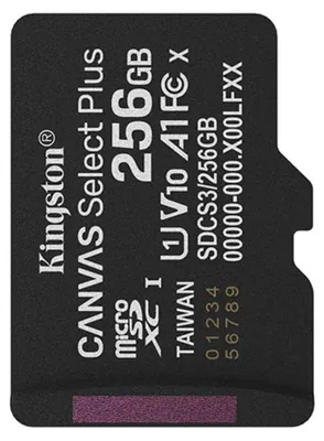 Zdjęcie produktu dla Kingston Technology 256GB SDXC Canvas Select Plus Gen3 150MB/s C10 UHS-I U1 V10, 256 GB, SD, Klasa 10, UHS-I, 150 MB/s, Class 1 (U1)